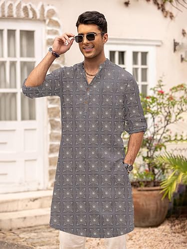 Image of BE ACTIVE Cotton Kurta for Men | Traditional and Classy Design | Indian Kurta | Full Sleeve Kurta