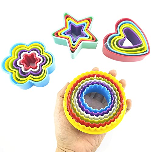 Kkr Cookie Cutters, 22 Pcs Plastic Cookie Cutters With Various Sizes In 4 Shapes: Flower, Star, Round & Heart (Mix Colors), Baking Mold For Cookies And Biscuits, Ideal For Kids #TOP4