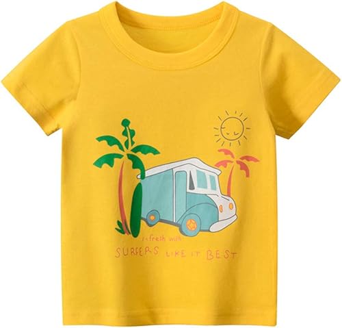 Miniatura 2 de Boys' 4-Pack Excavator Short Sleeve Crewneck T-Shirts Top Tee Size 2-7 Years Toddler Boys' Value Pack Cotton T-Shirt