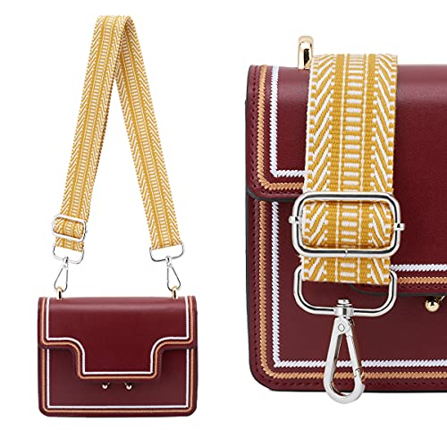 Image of Silvery Buckles Wide Shoulder Strap Adjustable Replacement Belt Crossbody Canvas Bag Handbag