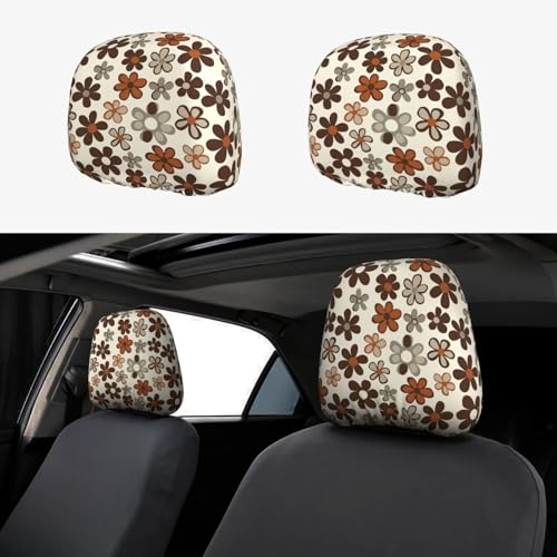 MAGIFUN Brown Daisy Car Headrest Covers for Women Floral Hippie 2 Pack Elastic Fabric Head Rest Covers for SUV Truck Sedan Or Van Beige Daisies Flower Car Seat Headrest Wrap Protection by MAGIFUN - Used condition - US$12.69