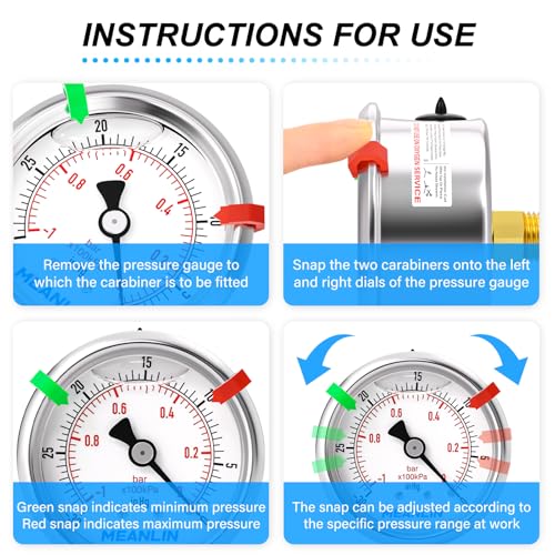 Image of MEANLIN MEASURE -30inHG~0Psi Vacuum Pressure Gauge 1 /8 inch NPT 2.5 inch FACE DIAL, Stainless Steel Liquid Filled Pressure Gauge WOG Water Oil Air Center Back Mount (with 2PCS Snaps)