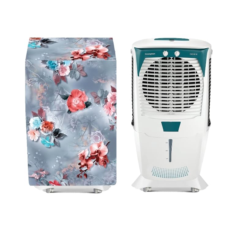 Image of Cooler Cover Compatible For Crompton Ozone 55-Litres Desert Air Cooler Waterproof, Dustproof, Size(LXBXH) 66.04 X 45.72 X 111.76 Cm, Grey Flower.