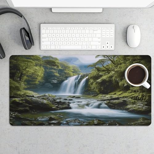 Tapete para escritorio con pintura paisaje de cascada 60x30cm miniatura 5