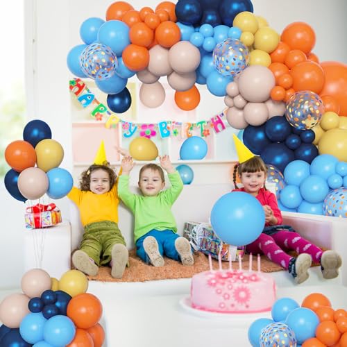 Image of Amandir 153pcs Blue Orange Balloon Garland Arch Kit Different Sizes