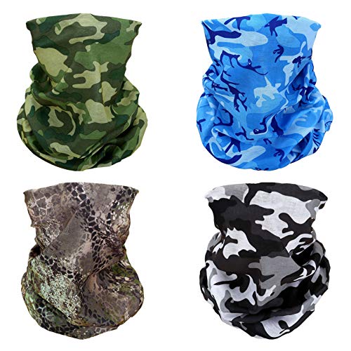 SMEHCF 4 Camo diadema bandana balaclava meia máscara escudo cabeça cabelo cachecol pescoço perneira chapéu multiusos para mulheres homens respirável reutilizável lavável, Preto, Tamanho único