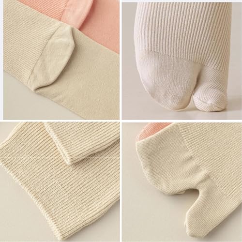 Cute Two Toe Crew Socks Flip Flop Wooden Clogs Tabi shoes Soft Breathable Cotton Casual Socks For Teen Girls3