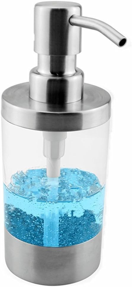 304 Stainless Steel Countertop Clear Acrylic Soap Dispenser, Satin Finish, 8.8 oz.