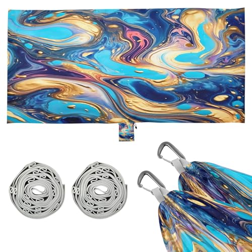 SDMKA Colorful Marble Pattern Camping Hammock, 330 lbs with 2 Tree Straps, Carry Bag, Single Portable Hammock for Outdoor/Indoor, Hiking, Beach, Backpacking, Travel