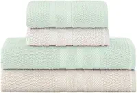 Jogo De Banho Buddemeyer Vanilla Extra Soft 100% Algodão Toalha Alta Absorção Macia Grande 4 Peças - Banho e Rosto - Presente (Verde Bege 1084/1184)