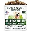 BARK&SPARK Allergy Relief Dog Treats – Omega 3 + Pumpkin + Enzymes – Itchy Skin Relief – Seasonal Allergies – Anti-Itch…