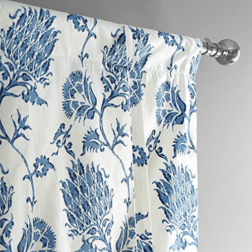 Image of HPD Half Price Drapes Room Darkening Tie Up Curtains 46 X 63 Inch Duchess Printed Cotton Window Roll Up Balloon Curtain for Living Room, Kitchen PRTW-TUD51A-63 (1 Panel), Duchess Blue