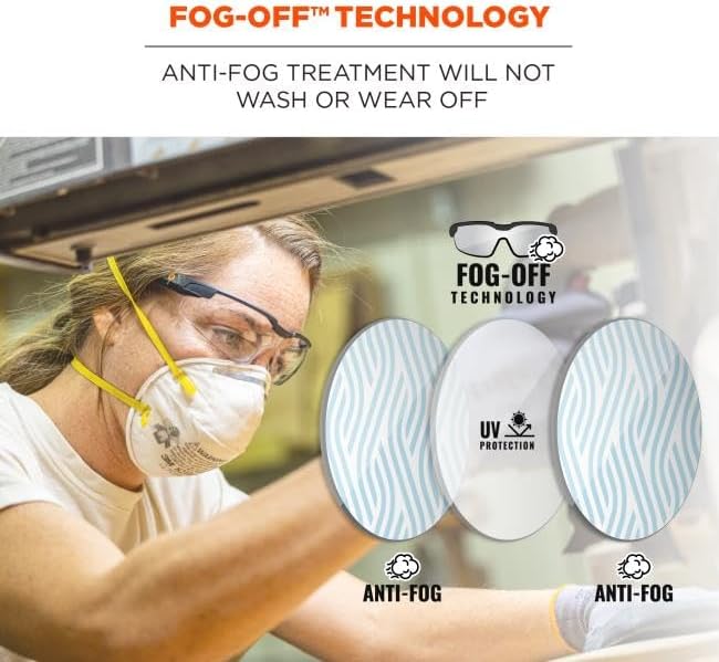 3 Pack of Ergodyne Skullerz Dellenger Anti Fog Safety Glasses with Adjustable Temples, z87 - Smoke, Clear & Indoor/Outdoor Lenses
