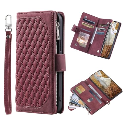 Étui portefeuille rouge Samsung Galaxy A16 5G cadeau idéal pour femme avec rabat