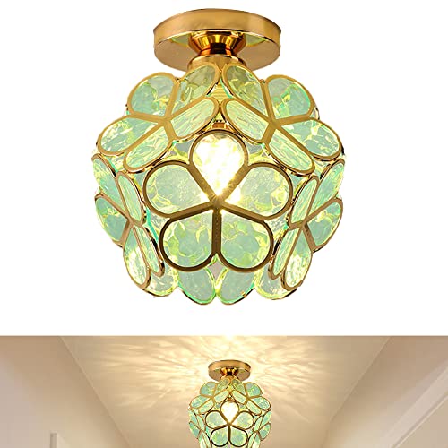 H&auml;ngelampe Kreative Glas Blume Pendelleuchte E27 Stil Bl&uuml;tenblatt H&auml;ngeleuchte Dekorative Kreativ Kronleuchter Deckenlampe Deckenleuchte Lampe Schlafzimmer K&uuml;che Esszimmer Flur, Gold Rosa Gr&uuml;n (Gr&uuml;n)