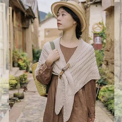 Knitted Triangle Shawl with Leather Buckle, Multifunctional Triangle Shawl for Ladies3