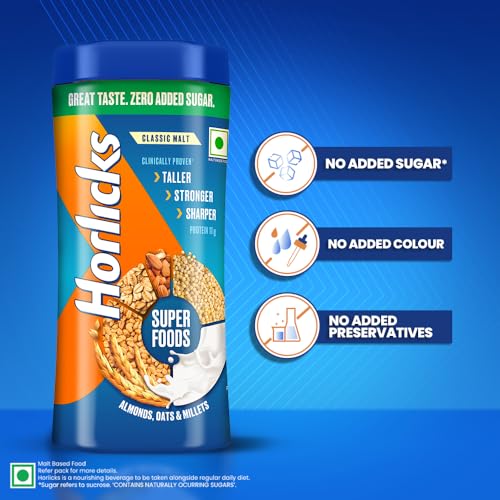 Image of Horlicks No Added Sugar Nutrition Drink jar || 500 g