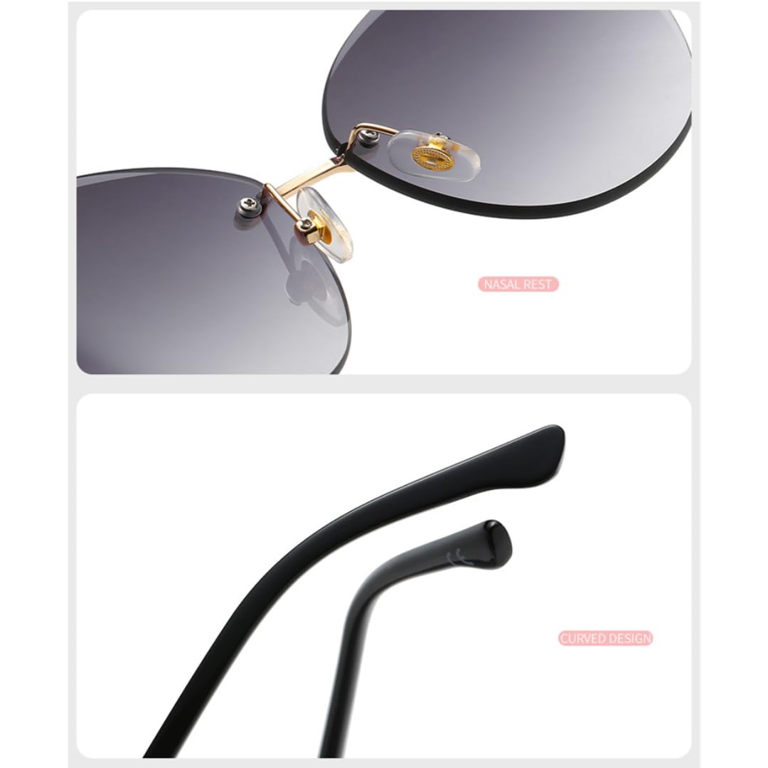 Occhiali da sole vintage Cat Eye senza montatura da donna e da uomo sfumati
