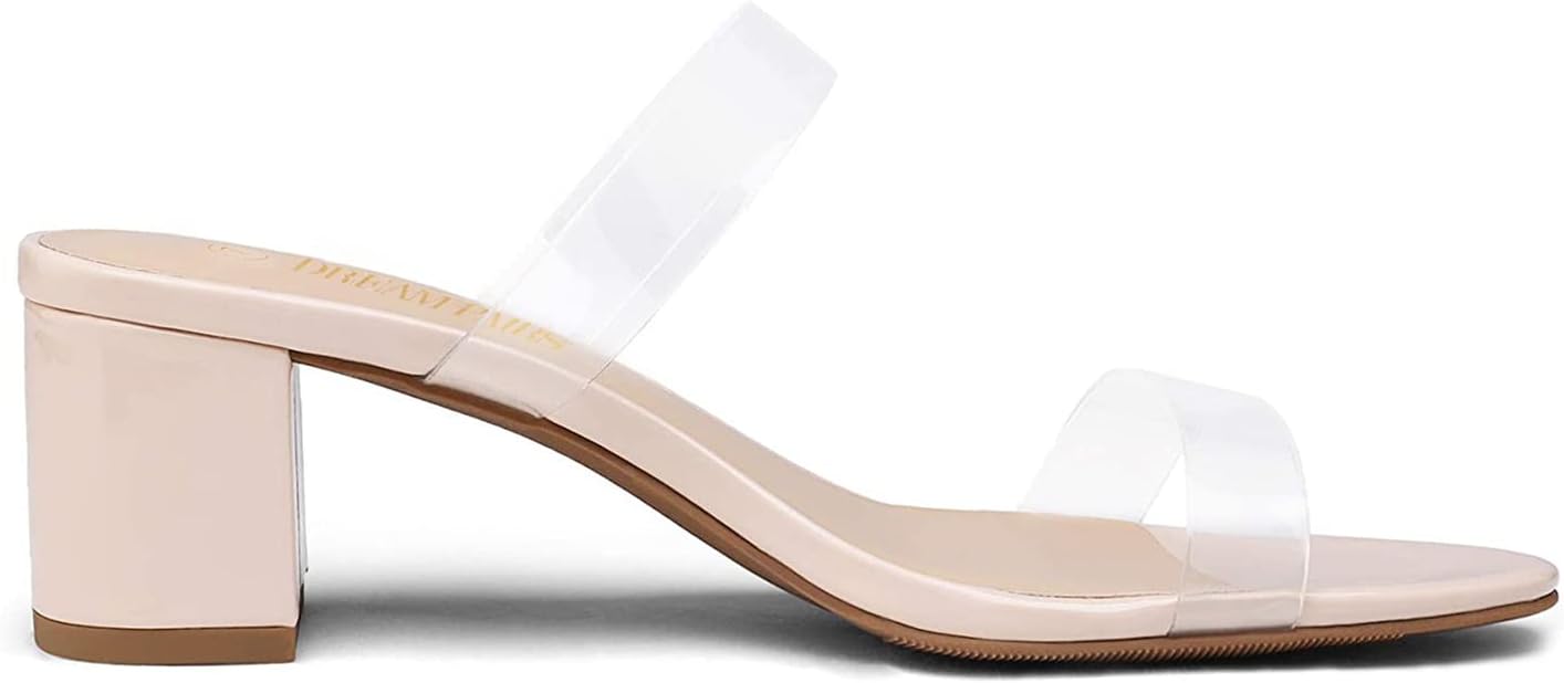 DREAM PAIRS Women's Two Strap Open Toe Low Block Chunky Heels Sandals Dress Pumps Casual Summer Mules Shoes - Image 2