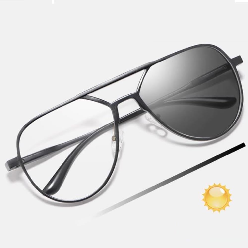 Fotocrómico Gafas De Lectura Retro Redonda Marco Gafas de computadora Súper Grande Reading Eyeglasses Anti-Resplandor Gafas Unisexo(Size:+3.0)