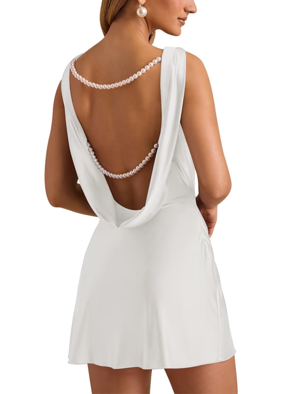 Smileven Satin Mini Homecoming Dresses For Teens 2025 Short Open Back Cocktail Party Gowns With Pearl Chain Smileven Satin Mini Homecoming Dresses For Teens Details Display Buyer Shows Real Photos Hot Colors
