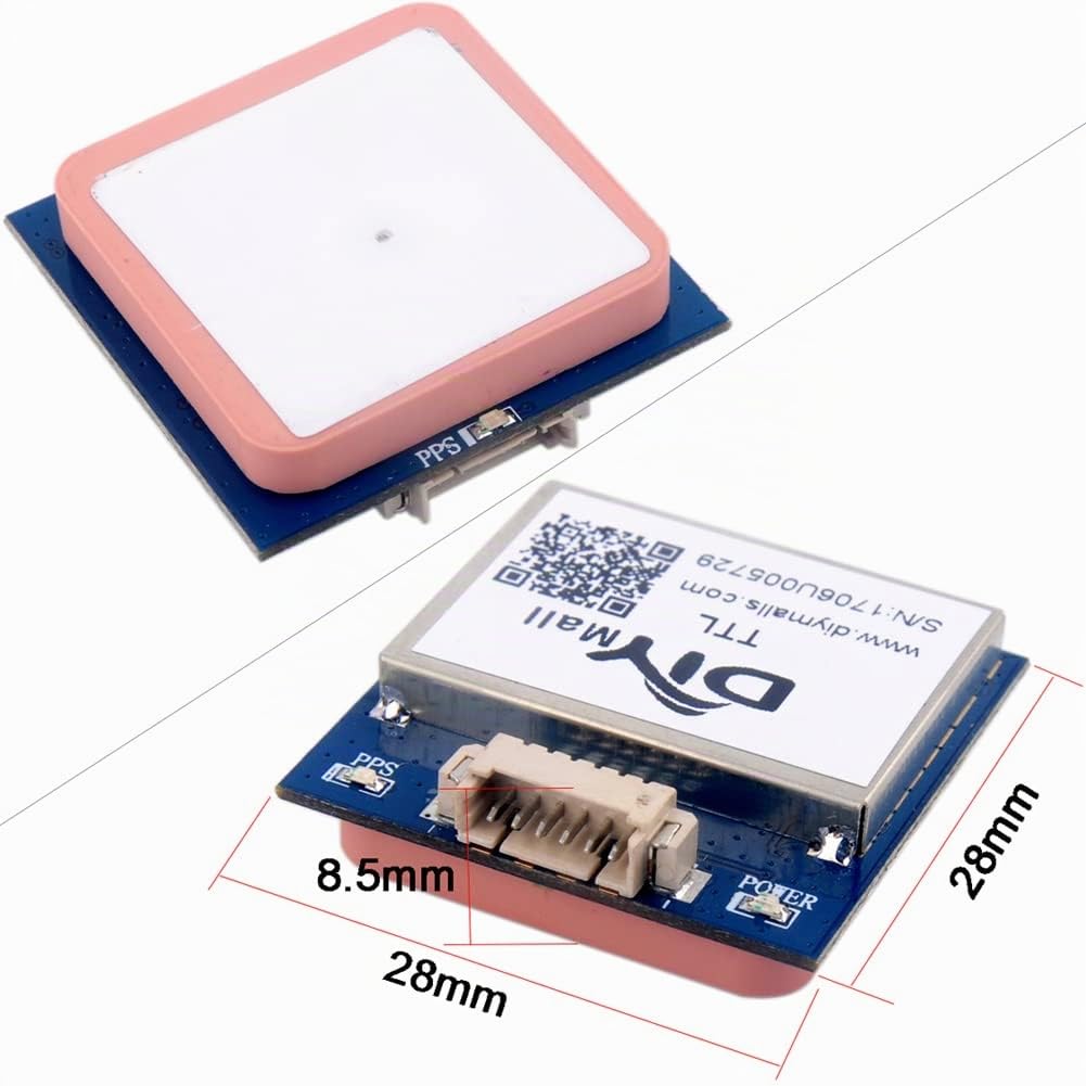 DIYmalls G28U7FTTL GPS récepteur Module 3.3V-5V avec antenne céramique Flash 9600bps 1Hz NMEA-0183 pour contrôle de vol Arduino Flight Control