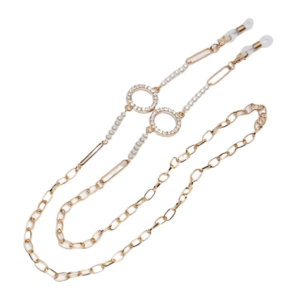 Catena for Occhiali da Donna Elegante Perla con Perline di Cristallo Occhiali da Sole Cordino for Collo Cordino for Occhiali Regalo for Gioielli(3-Pack)