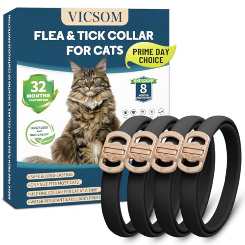 Flea Collar for Cats 4 Pack, 32 Months Flea and Tick