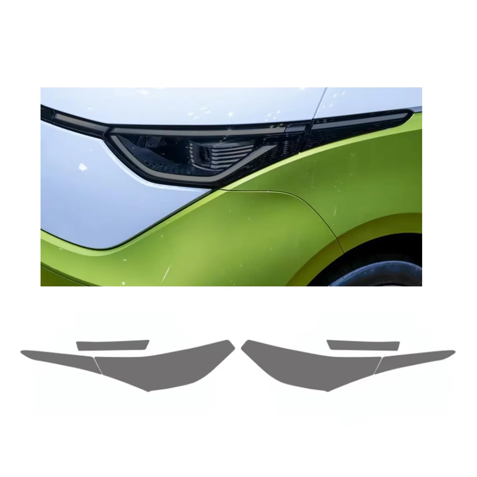 Headlight Film for VW ID.Buzz 2022-2025, 1Set Transparent/Smoke Black Car Headlight TPU Protective Film