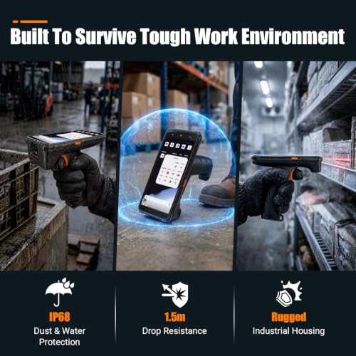 Image of FARSET R20H Android 14 Barcode Scanner with Zebra Licensed SE6100 Engine, 10000mAh, Handheld PDA Mobile Computer with Pistol Grip, 4G LTE, 4GB+64GB, 5.45 inch, IP67, GPS for Warehouse & Logistics