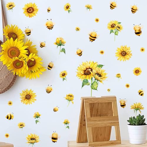 Vinilo Decorativo Cartoon Bee Sunflower para Pared miniatura 5