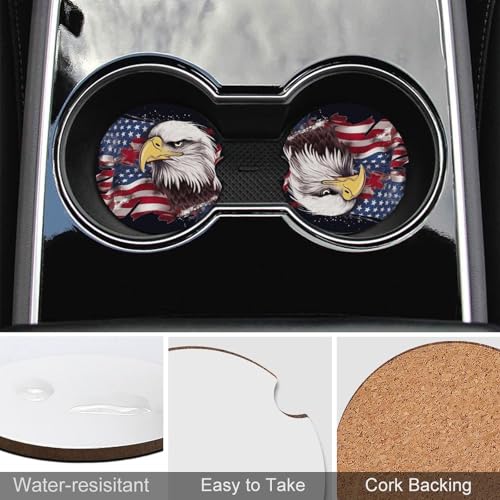 Portavasos para auto con diseño de águila y bandera US, 2 unidades miniatura 5