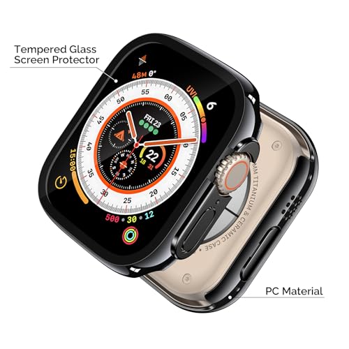 Image of Misxi 2 Pack Tempered Glass Case Compatible for Apple Watch Ultra 3 / Ultra 2 / Ultra 49mm, Hard PC Screen Protector Protection Ultra-Thin Anti-Scratch Cover for iWatch, Jet Black