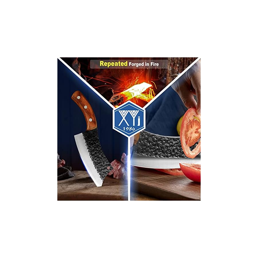 XYJ Authentic FULL TANG 6.2 Inch Kitchen Knife Chef Knives With Carrying Leather Sheath Slicing Cutting Butcher Knives For Meat Vegetable Cooking Tool, Meat Cleaver