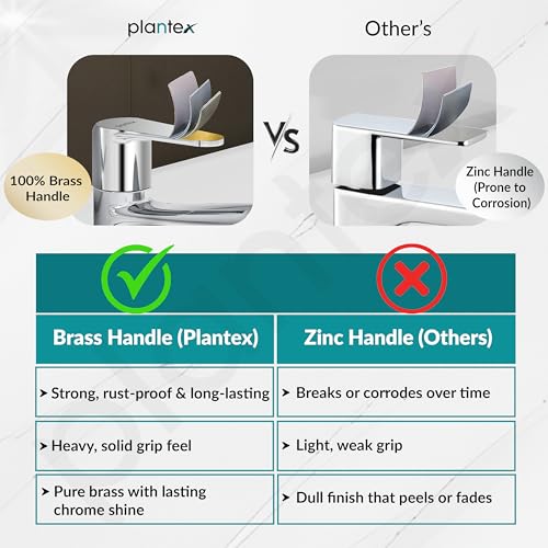 Image of Plantex Pure Brass Pillar Cock Tap for Basin with Teflon Tape /Single Lever Basin Tap /Tabletop Wash Basin Tap /Faucet for Wash Basin (Dol-2301, Chrome)