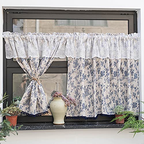 HABAGOU Cortina de Gabinete,Medias Cortinas,Café Cortina,Cortinas para Cocinas,Cortinas Pequeñas,Algodón Y Lino,Beige,Pastoral,Translucida,para Balcon,Cocina,Cafetería,Restaurante Cover