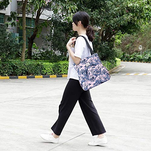 Image of KAMO Floral Tote Bag - Waterproof Lightweight Handbags Travel Shoulder Bag for Hiking Yoga Gym Swimming Travel Beach