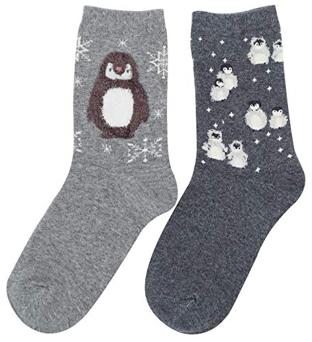 Lovful 2 Pairs Women's Animal Pattern Casual Cotton Socks,Grey2
