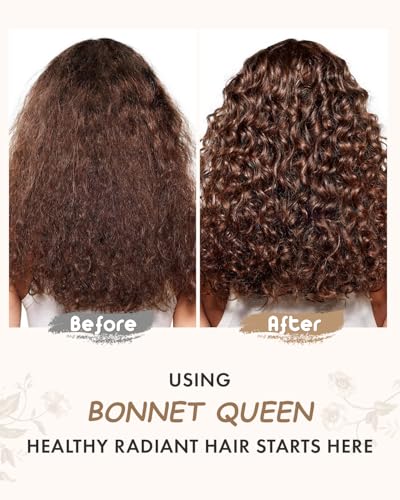 BONNET QUEEN Seidenhaube zum Schlafen mit Haarschutz für Nacht, Doppelseitige Schlafhaube Seide für Lange Haare & Locken, Verstellbare Satin Haarhaube für Damen mit Bindeband, Schwarz