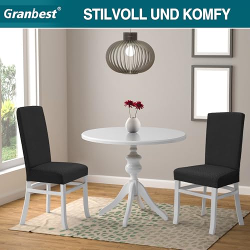 Granbest Hohe Dehnung Stuhlhussen, Universelle Passform Jacquard Esszimmerstühle Bezüge, Abnehmbare Stuhl Protektors für Esszimmer, Küche… – Ansicht 2