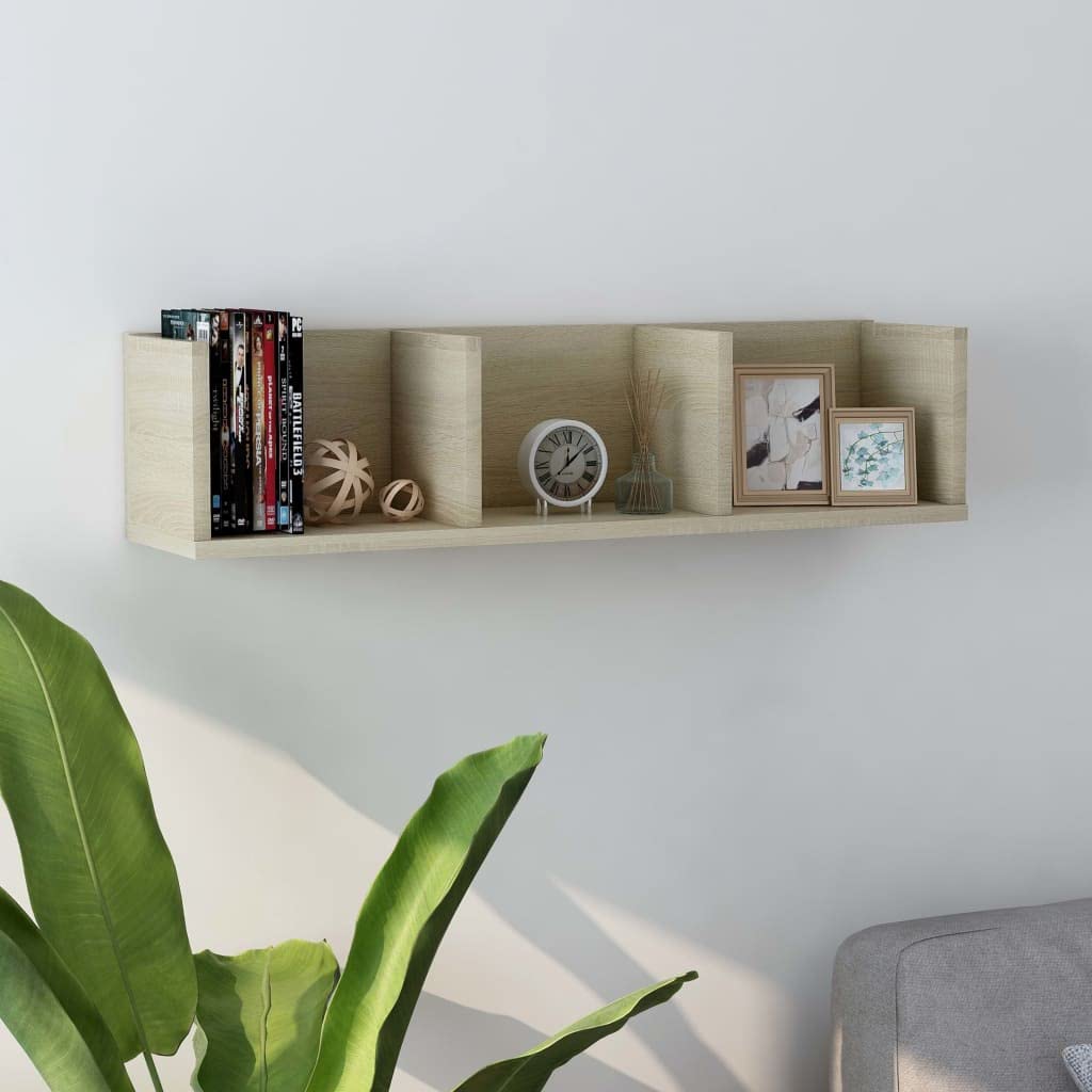 Robusta mensola da parete per CD con 3 scomparti in legno – Ampio ripiano DVD per riporre la tua collezione musicale e i dischi in vinile – Mobili eleganti