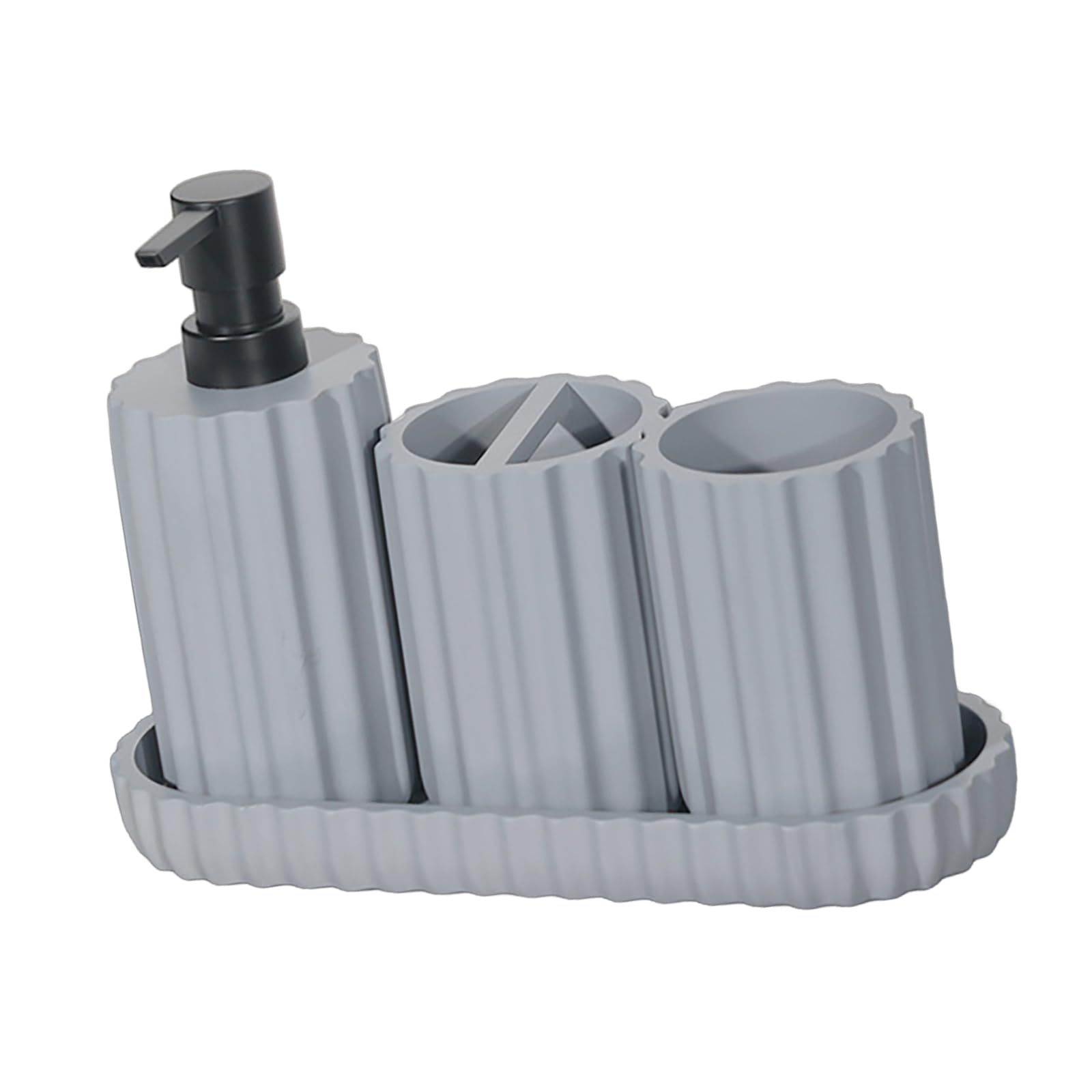 Bandeja de tocador y juego de 4 accesorios de baño de diseño geométrico y alta durabilidad