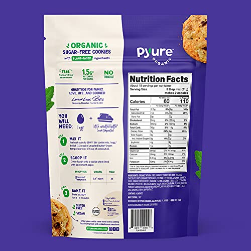image for Pyure Organic Chocolate Chip Cookie Mix | Keto Cookies, Sugar Free Coo