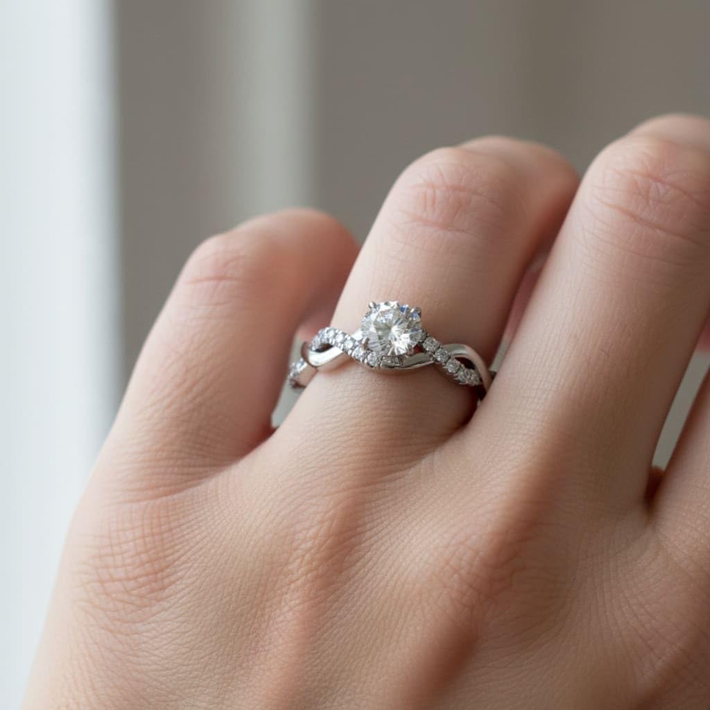 JEWELS FORUM 14K Gold 0.70cts Lab Grown Diamond Engagement Ring 0.55cts Certified Solitaire Diamond Split Shank Setting Infinity Anniversary Wedding Band Ring For Women (Color-GH, Clarity-VS1-2)