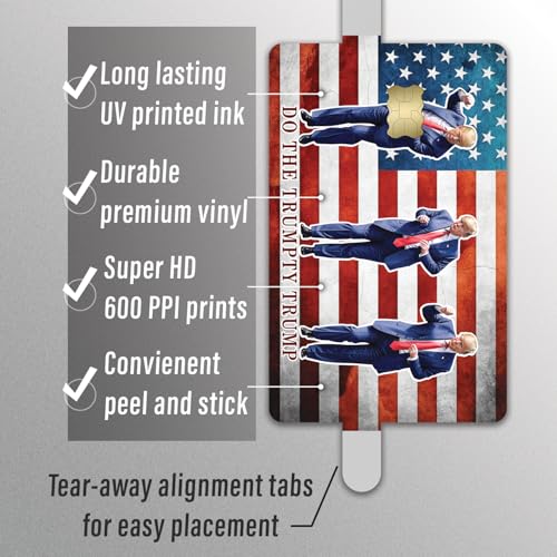 Trump Dance Credit Card Skin Sticker 3-Pack - Trump Shuffle Dance Design - Fun Dance Moves Vinyl Decals for Credit/Debit Cards - Protect & Personalize Cards - Slim, Waterproof, Durable3
