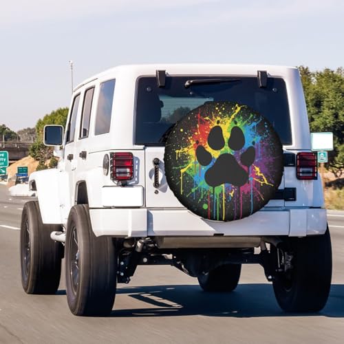Image of Colorful Paw Spare Tire Cover Dust-Proof Wheel Tire Cover Fit Trailer, RV, SUV and Many Vehicle 14 Inch