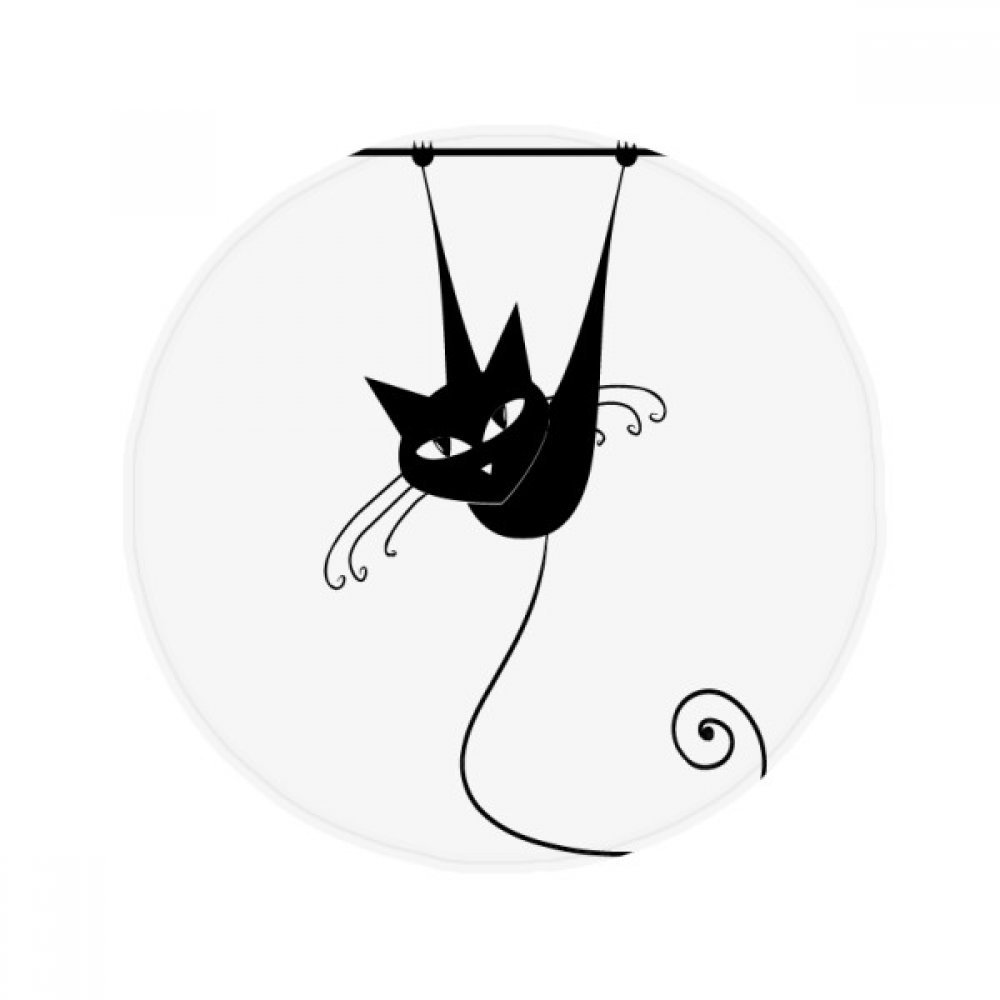 Tapis de chat noir cadeau original Halloween rond multicolor