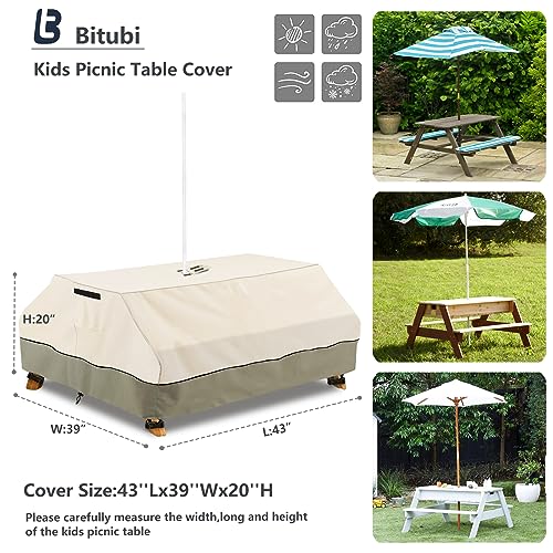 Bitubi Capa para Mesa de Piquenique Infantil com Furo para Guarda-Chuva, Capa para Mesa de Atividade