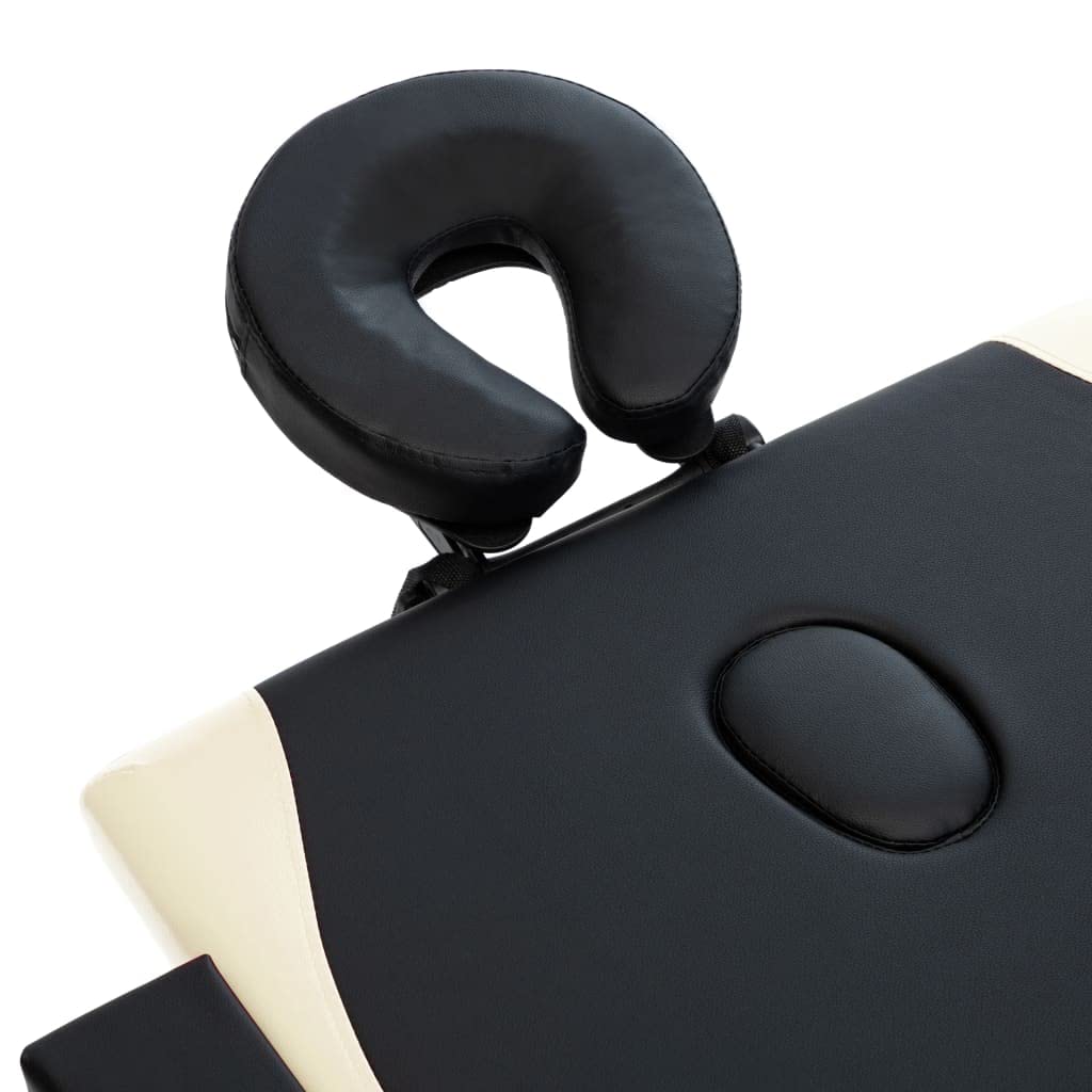 Massageliege Klappbar 2-Zonen mit Holzgestell Schwarz und Beige,Gesundheit & Schönheit,Körperpflege,Massage & Entspannung,Massagetische,Schwarz,16.15 kg-110205