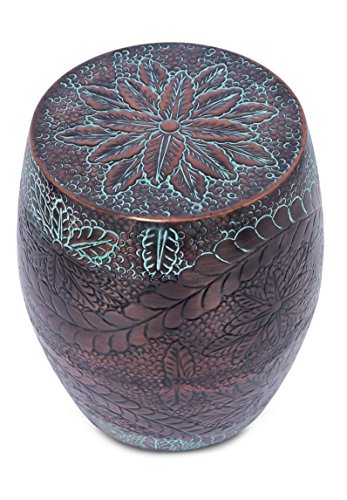 BIRDROCK HOME Steel Garden Stool - Metal Seat - End Table - Decorative Plant Stand - Floral Design - Indoor or Outdoor Use